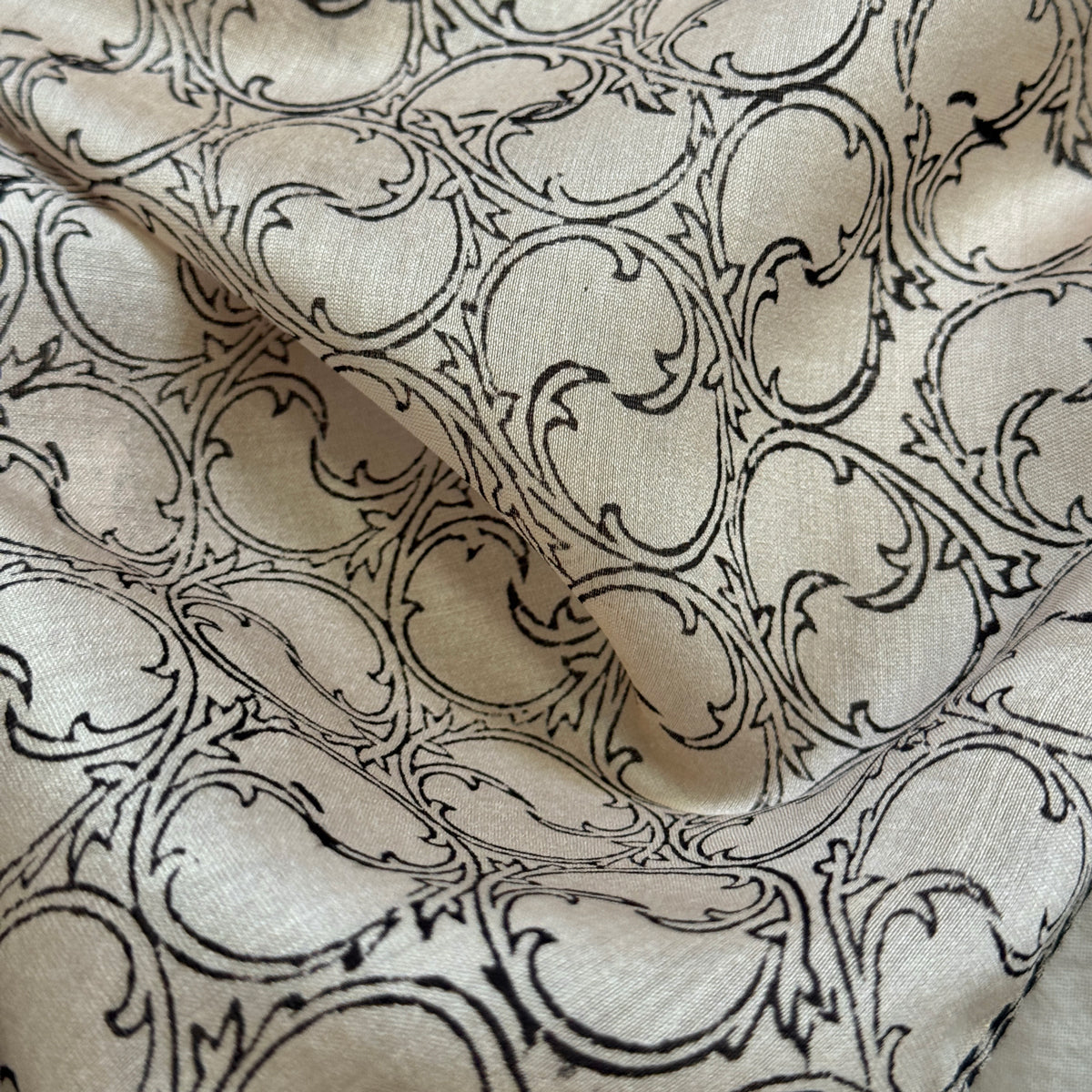 TENDRILS Cotton Silk Black and White Scarf