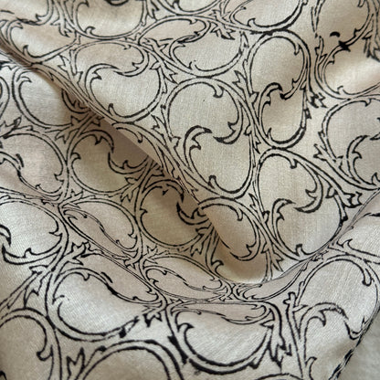 TENDRILS Cotton Silk Black and White Scarf
